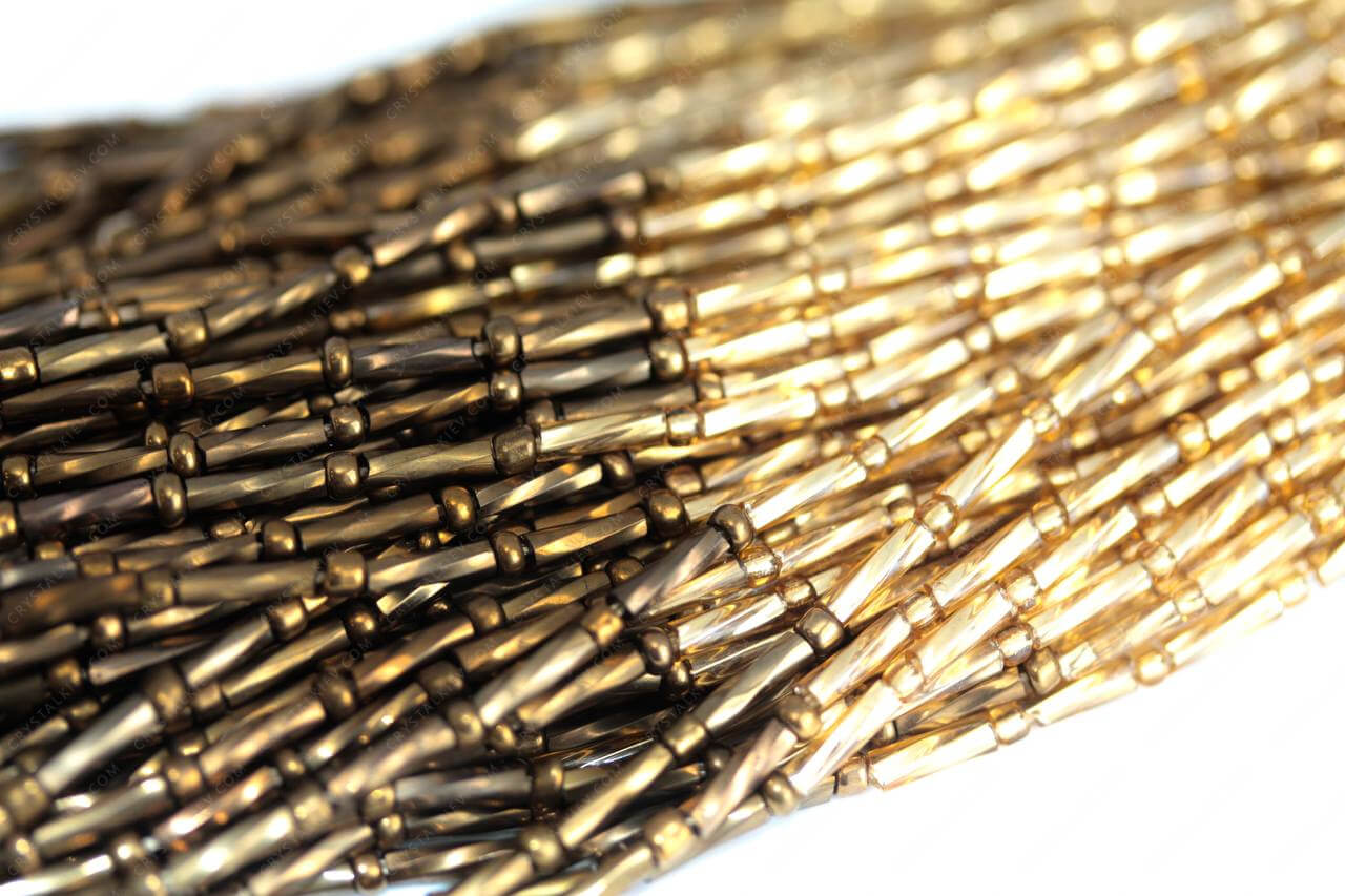 Пучки стеклярусу Lt Gold + Mocca 6mm